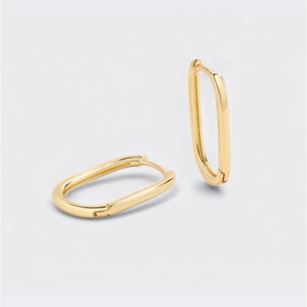 Mint & Lilly Retro Box Huggie Hoop Earrings*18K Gold-Plated Over Brass